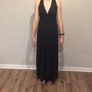 Black low neck dress